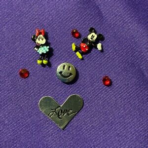 Mickey & Minnie Enamel Charms with Love Heart Accent Orgami lockets